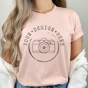 Bella Canvas 3001 mockup | Bella Canvas Heather Peach mockup | T-shirt mock up | Model mockup | Heather Peach mockups | Trendy Mockup