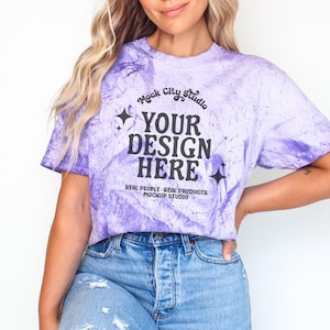 Comfort Colors 1745 Amethyst Color Blast Mockup, 1745 Purple TShirt Model Mockup, Unisex Tie Dye Shirt Mockup, Comfort Colors Tee Mockup
