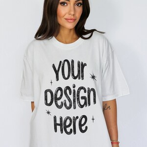 Comfort Colors C1717 White Shirt Mockup, Oversized Mockup, White Tshirt Mockup, Comfort Colors Model Mockup