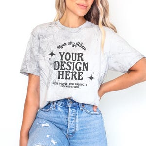 Comfort Colors 1745 Smoke Color Blast Mockup, 1745 Gray TShirt Model Mockup, Unisex Tie Dye Shirt Mockup, Comfort Colors Tee Mockup