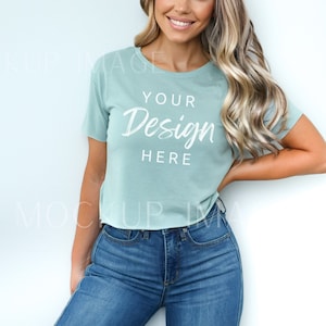 Next Level 5080 Mockup, Stonewash Green 5080 Crop Top Mockup, Cropped Tshirt, Womens Festival Crop Top Tee, Next Level POD