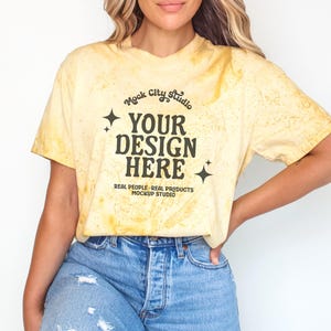 Comfort Colors 1745 Citrine Color Blast Mockup, 1745 Yellow TShirt Model Mockup, Unisex Tie Dye Shirt Mockup, Comfort Colors Tee Mockup