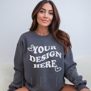 Gildan 18000 Mockup, Charcoal Gildan 18000 Mockup, Gildan Crewneck Mockup, Model Mockup