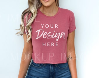 Next Level 5080 Mockup, geräucherte Paprika 5080 Crop Top Mockup, abgeschnittenes Tshirt, Frauen Festival Crop Top Tee, Weiter Level POD