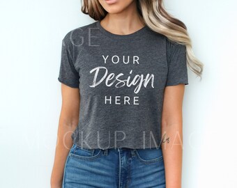 Next Level 5080 Mockup, Charcoal Gray 5080 Crop Top Mockup, Cropped Tshirt, Womens Festival Crop Top Tee, Next Level POD