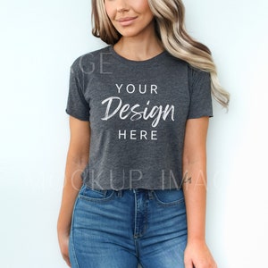 Next Level 5080 Mockup, Charcoal Gray 5080 Crop Top Mockup, Cropped Tshirt, Womens Festival Crop Top Tee, Next Level POD