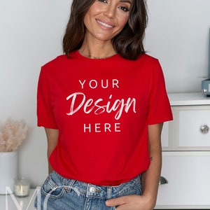 Gildan Red Tshirt Mockup, Gildan 64000 Mockup, Soft Style T Shirt Mock up, Red Tshirt Mockup