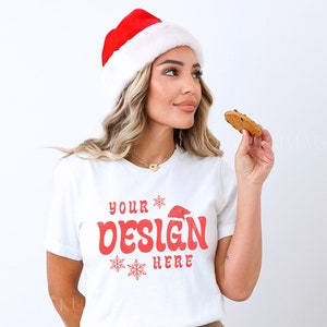 Bella Canvas 3001 Tshirt Mock up - White Shirt Mockup - Bella Canvas Shirt - Christmas Mockup - T Shirt Mockup - Holiday Mock up