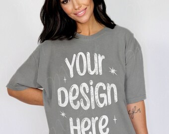 Comfort Colors C1717 Grey Shirt Mockup, Oversized Mockup, Gray Tshirt Mockup, Comfort Colors Model Mockup