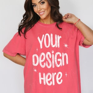 Comfort Colors C1717 Watermelon Shirt Mockup, Oversized Mockup, Watermelon Pink Tshirt Mockup, Comfort Colors Model Mockup