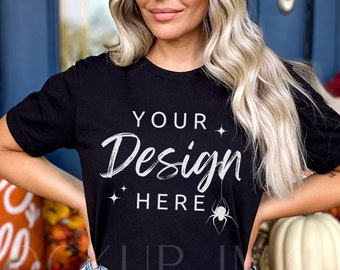 Black Bella Canvas 3001 Mockup, 3001 Halloween Mockup, 3001 Black Mockup, Tshirt Mockup, Shirt Mockup, Fall Mockup