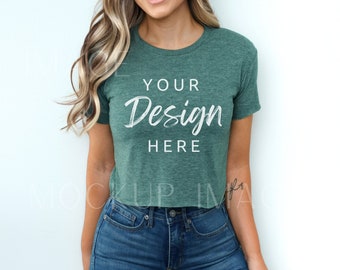 Next Level 5080 Mockup, Royal Pine Green 5080 Crop Top Mockup, Cropped Tshirt, Womens Festival Crop Top Tee, Next Level POD