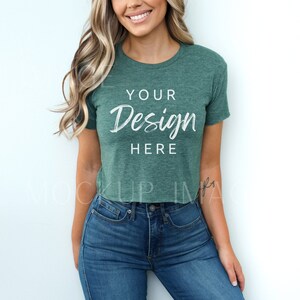 Next Level 5080 Mockup, Royal Pine Green 5080 Crop Top Mockup, Cropped Tshirt, Womens Festival Crop Top Tee, Next Level POD
