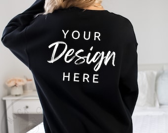 Gildan 18000 Mockup | Gildan Back of Sweatshirt Mockup | Sweatshirt Model Mockup | Simple Mockup | Black Gildan Oversized Crewneck Mockups