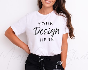 White Nurse Bella Canvas 3001 Mockup, Nurse Tshirt Mockup, White TShirt Mock, Doctor Tshirt Mockup, Medical Field, CNA, Scrubs Mockup