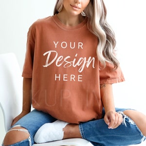 Yam Comfort Colors 1717 Tshirt Mockup, Model Mockup, Comfort Colors Tee Mock, Tshirt Mock up, Oversized Mockup image 1