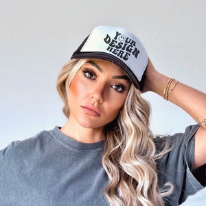Black Foam Trucker Hat Mockup, Otto Cap Mock up, Black and White Baseball Hat Mockup, Mesh Trucker Cap Mockup