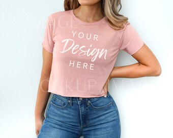 Next Level 5080 Mockup, Desert Pink 5080 Crop Top Mockup, abgeschnittenes Tshirt, Frauen Festival Crop Top T-Shirt, Weiter Level POD