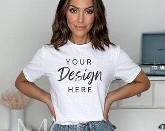 Gildan White Tshirt Mockup, Gildan 64000 Mockup, Soft Style T Shirt Mock up, White Tshirt Mockup