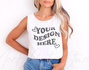 Comfort Colors 9360 White Mockup, 9360 Tank Top Mockup, Summer tank top mockup, simple model mockup, C9360 White Mock up