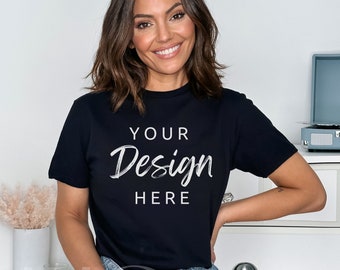 Gildan Black Tshirt Mockup, Gildan 64000 Mockup, Soft Style T Shirt Mock up, Black Tshirt Mockup