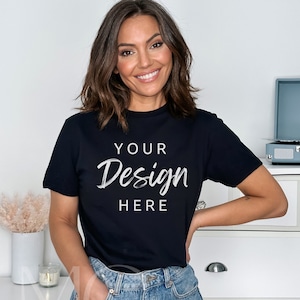 Gildan Schwarz Tshirt Mockup, Gildan 64000 Mockup, Soft Style T Shirt Mockup, Schwarz Tshirt Mockup