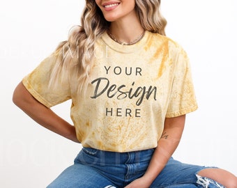 Comfort Colors 1745 Citrine, Comfort Colors Color Blast, Citrine Mockup, Yellow Shirt Mockup, Comfort Color Mockup, Tye Dye Tshirt Mockup