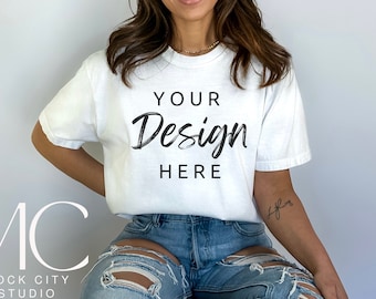 Comfort Colors C1717 White Shirt Mockup, Tshirt Mockup, White  c1717, White TShirt Model Mockup, Comfort Colors Shirt Mockup, Trendy mock