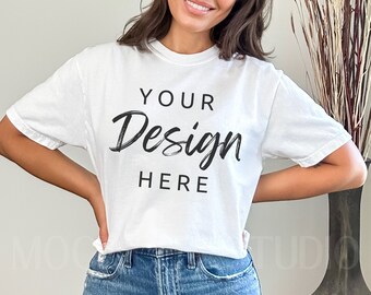 Comfort Colors C1717 White Shirt Mockup, Tshirt Mockup, White  c1717, White TShirt Model Mockup, Comfort Colors Shirt Mockup, Trendy mock