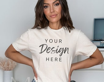 Gildan Natural Tshirt Mockup, Gildan 64000 Mockup, Soft Style T Shirt Mock up, Natural Tshirt Mockup