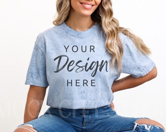 Comfort Colors 1745 Ocean, Comfort Colors Color Blast, Ocean Mockup, Blue Shirt Mockup, Comfort Color Mockup, Tye Dye Tshirt Mockup