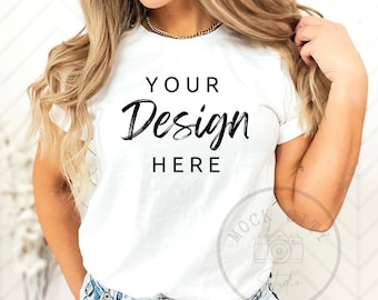 White Bella Canvas 3001 Mock, Tshirt Mockup, Styled Shirt Mockup, Fall Mockup, Womens Tee Mock, White T-Shirt Mockup, White Tshirt mock