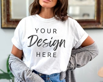 Comfort Colors C1717 White Shirt Mockup, Tshirt Mockup, White  c1717, White TShirt Model Mockup, Comfort Colors Shirt Mockup, Trendy mock