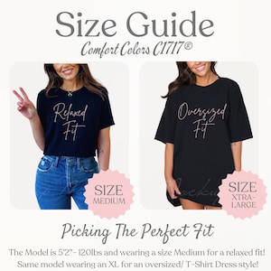 Comfort Colors Oversized Size Chart C1717 Tshirt Sizing Guide Comfort Colors Sizing Chart, Unisex T-shirt Size Mockup, C1717 Size guide