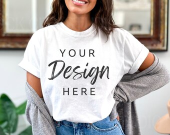 Comfort Colors C1717 White Shirt Mockup, Tshirt Mockup, White  c1717, White TShirt Model Mockup, Comfort Colors Shirt Mockup, Trendy mock
