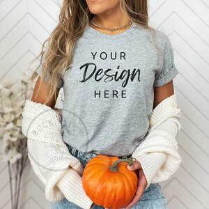 Athletic Heather Bella Canvas 3001 T-Shirt Mockup (PNG)
