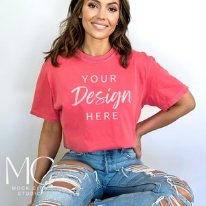 Comfort Colors Watermelon Mockup, C1717 Tshirt Mockup, Model Mockup, Pink Shirt Mockup, Watermelon Unisex Tee Mockup