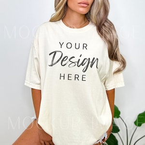 Comfort Colors C1717 Ivory Shirt Mockup - Oversized Mockup - Elfenbein Hemd - Ivory Comfort Color Shirt Mock - Model Mock up