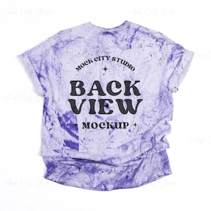 Comfort Colors 1745 Amethyst Color Blast Back View Mockup, Flat Lay Mockup, CC1745 Purple Backside Mockup