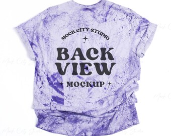 Comfort Colors 1745 Amethyst Color Blast Back View Mockup, Flat Lay Mockup, CC1745 Purple Backside Mockup
