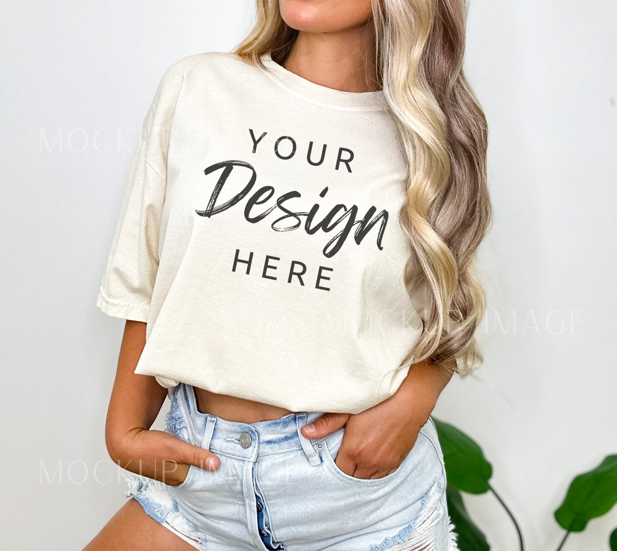 Comfort Colors C1717 Ivory Shirt Mockup - Oversized Mockup - Ivory