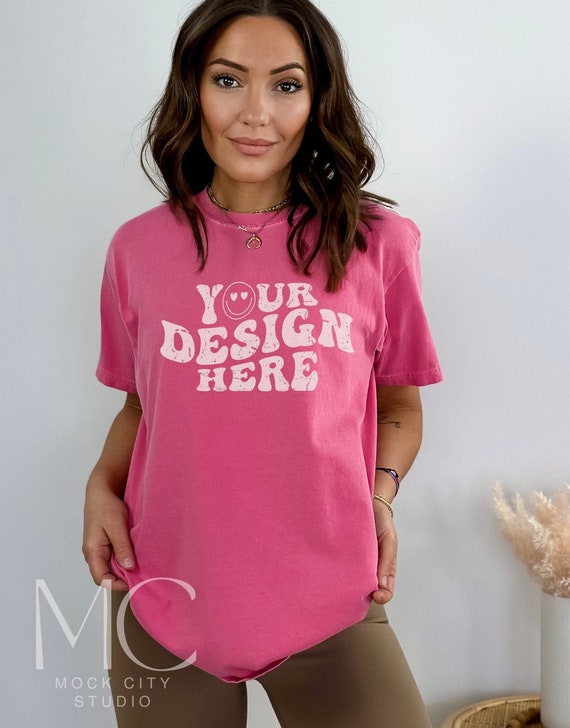 Comfort Colors Crunchberry Mockup, C1717 Tshirt Mockup, Model