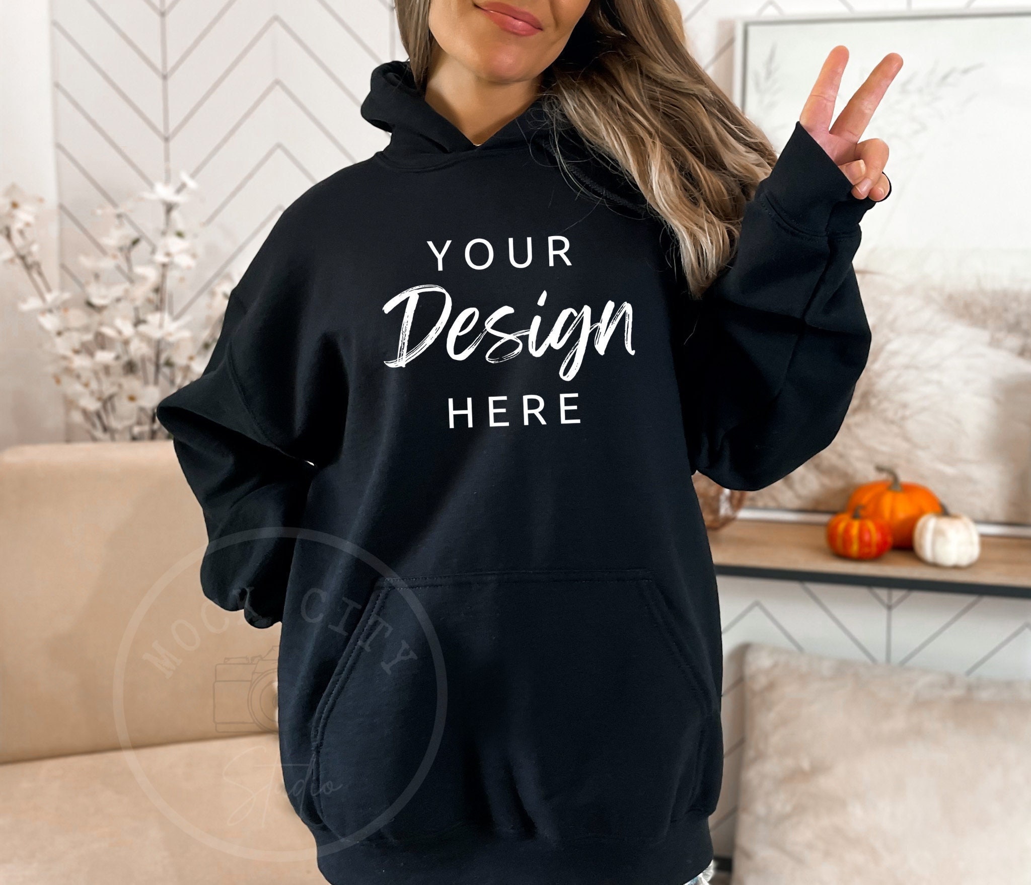 Black Hooded Sweatshirt Template