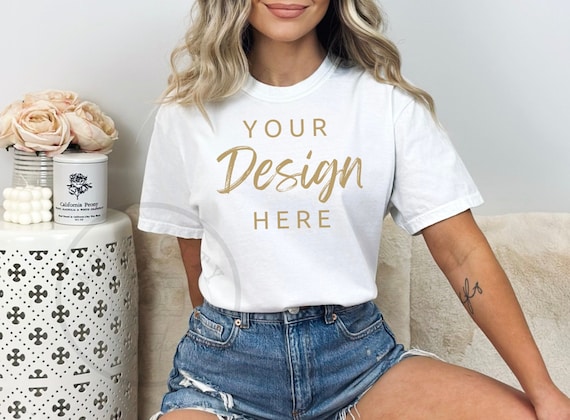 Comfort Colors C1717 White Shirt Mockup, Tshirt Mockup, White  c1717, White TShirt Model Mockup, Comfort Colors Shirt Mockup, Trendy mock