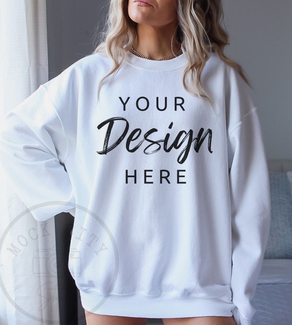Gildan 18000 Mockup Gildan White Sweatshirt Mockup Sweatshirt