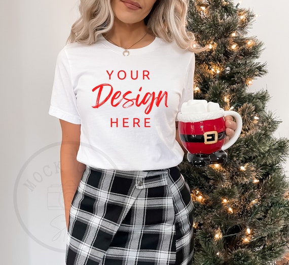Bella Canvas 3001 Tshirt Mock up - White Tee Shirt Mockup - Bella Canvas Shirt mock - Christmas Mockup - T Shirt Mockup - Holiday Mock up