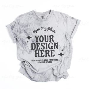 Comfort Colors 1745 Smoke Color Blast Flat Lay Mockup, Front View Minimalist Mockup, CC1745 Smoke Gray Mockup