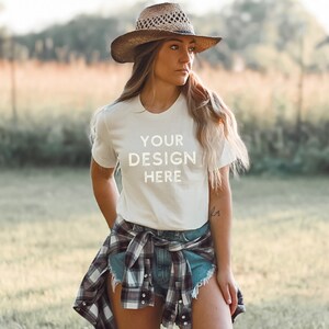 Bella Canvas 3001 Mockup | Soft Cream T-Shirt, Country Western (PNG) image 1