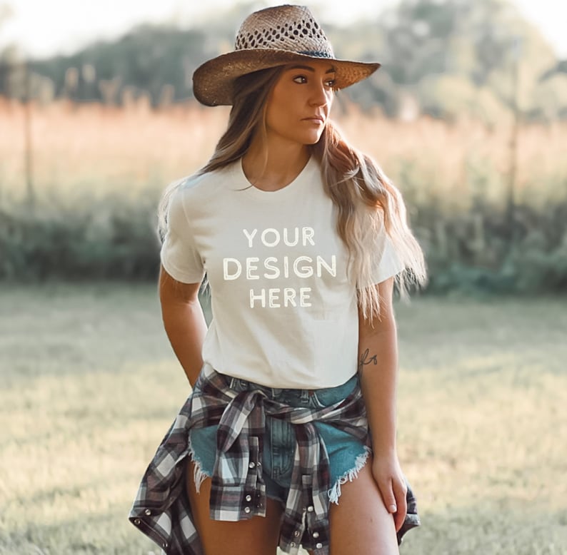 Bella Canvas 3001 Mockup | Soft Cream T-Shirt, Country Western (PNG) image 1