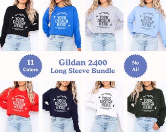 Gildan 2400 Mockup Bundle, Gildan Long Sleeve Mockup, Gildan 2400 Mockup, Gildan g240 Mockup, Long Sleeve Shirt Mock Up, Model Mockup